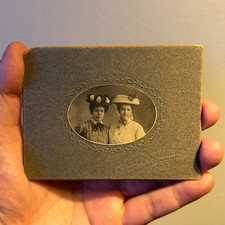 Vintage Sepia Mounted Cabinet Card Photo, Two Lady Friends Victorian Era