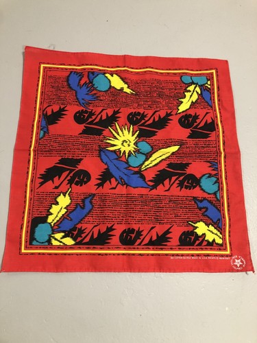 RARE Vintage 80s Crafted With Pride Bandana Southwestern Aztec Native Feather