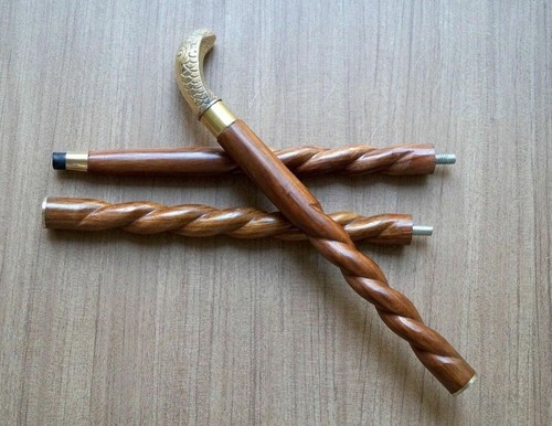 Designer Brass Solid Snake head Handle Vintage Wooden Walking Stick Antique Cane - Picture 4 of 6