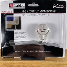 Nos 1998 Labtec Am-232 High Output Monitor Mic Pc Voice Access 7' Shielded Cord