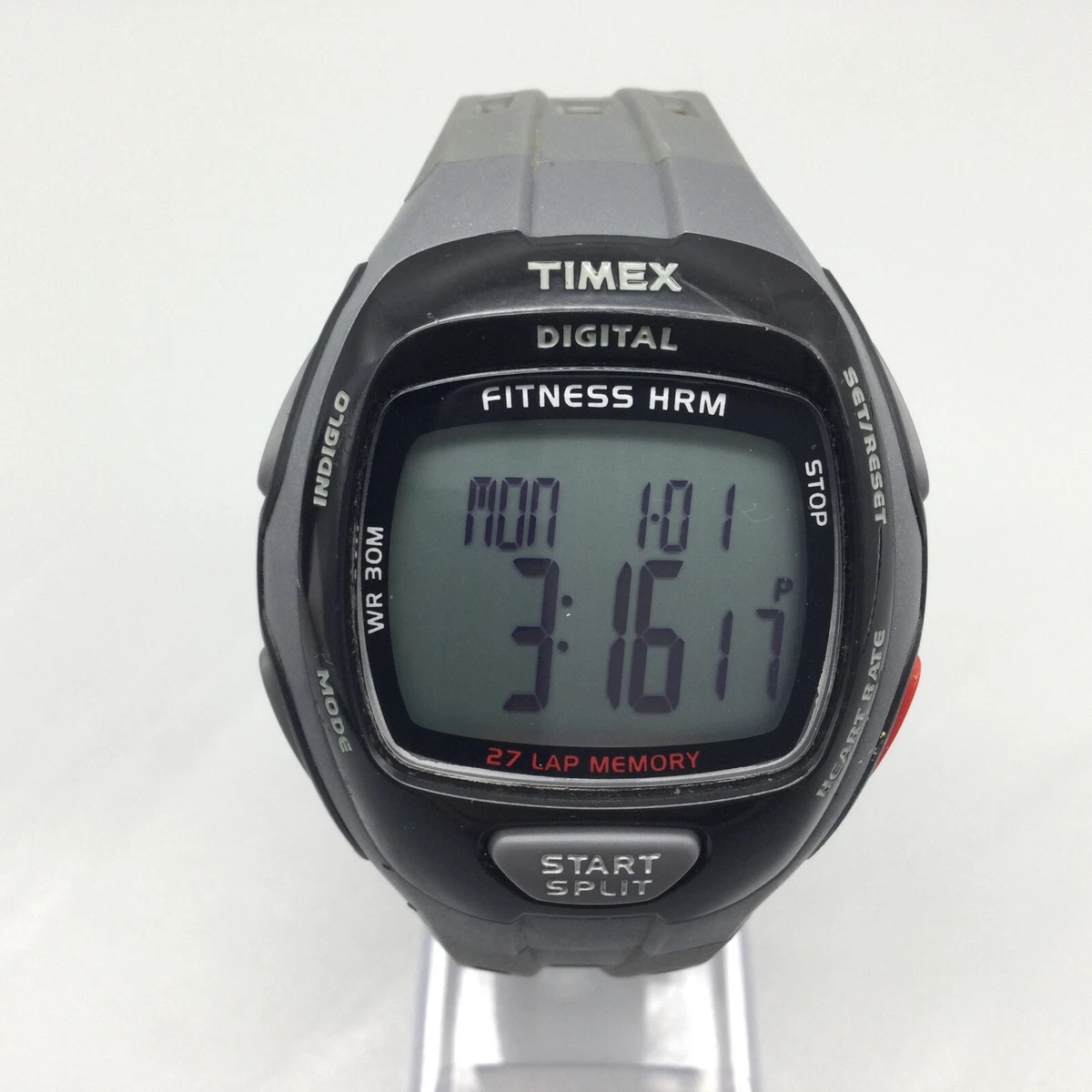 Timex Digital Fitness Heart Rate Monitor Watch Unisex Black Gray