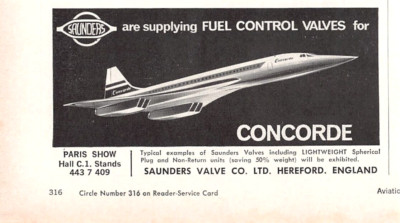 SST Concorde Fuel Ctrl Valves By Saunders Valve Co Limited Vtg Magazine Print Ad