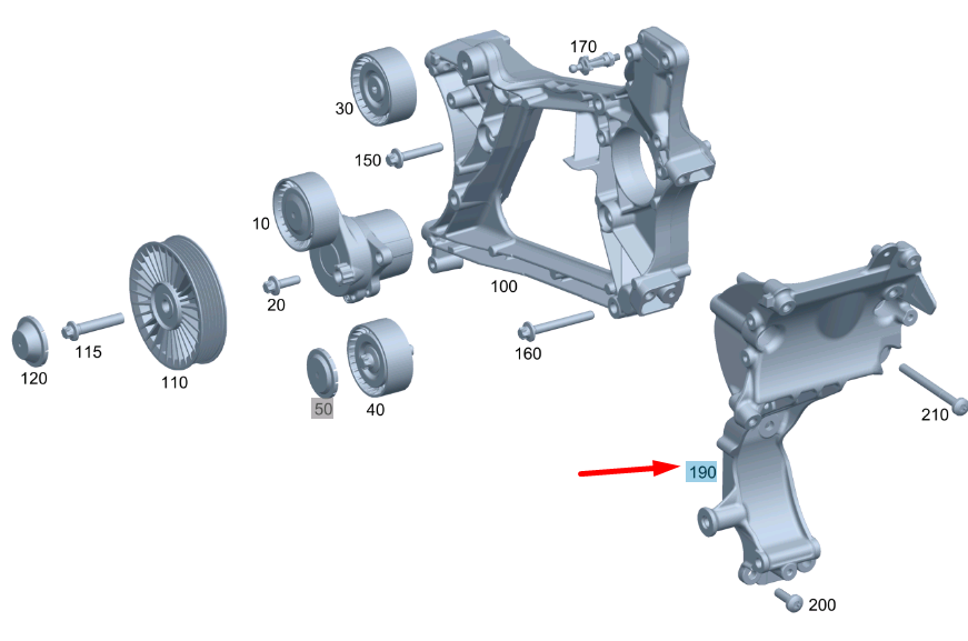 MERCEDES-BENZ C W204 Belt Tensioner Carrier A6512340239