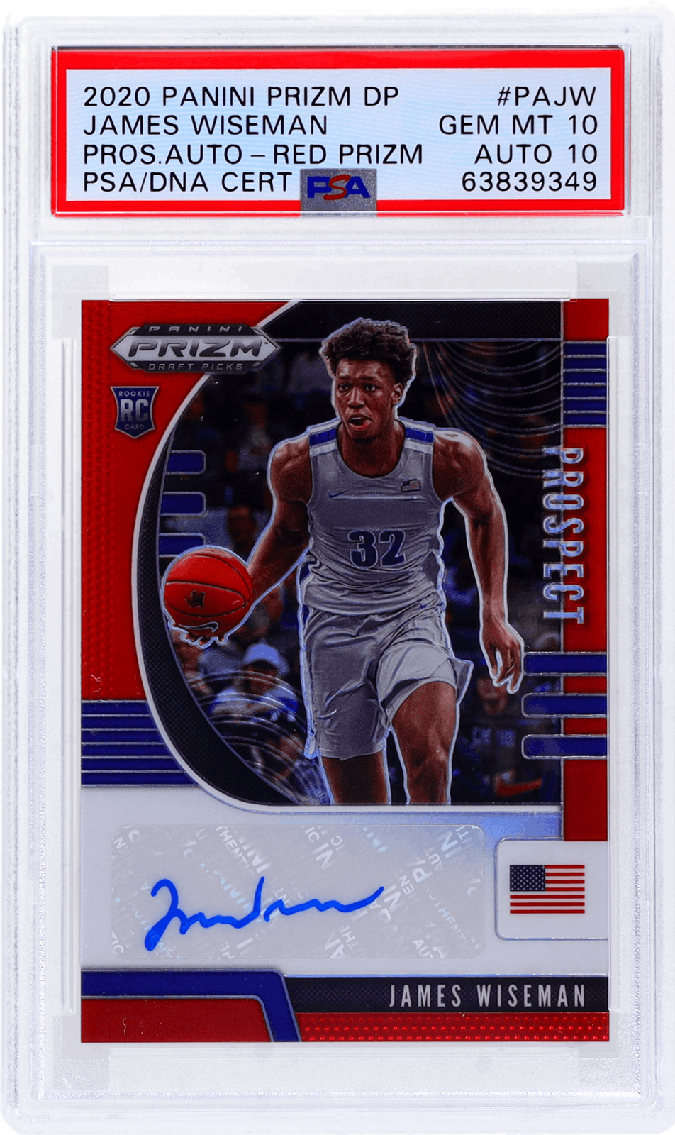 Prizm Rookie James Wiseman Auto PSA