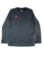 Umbro Boys Dark Gray Long Sleeve Shirt Orange Logo 12-14