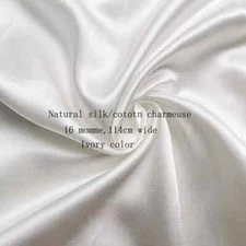16 momme 45'' Wide By Yard Ivory White Silk Cotton Charmeuse Fabric Natural