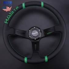Universal 14 Deep Dish Leather Drifting Jdm Modification Racing Steering Wheel