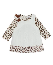 Rare Editions Baby Girls Cheetah Bodysuit & Jumper, 2 Piece Set - Off White 6-9