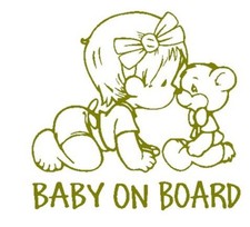 Funny Car Sticker Baby On Board Teddy Bear Vinyl Car Sticker Gold