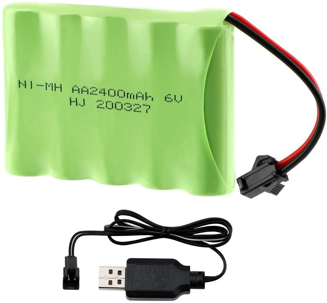 6V 2400mAh Ni-MH AA Rechargeable Battery Pack with SM-2P 2Pin Plug