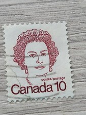 Queen Elizabeth II Caricature 1976 Canada 10 Cent Stamp Used Cancelled Sc # 593a