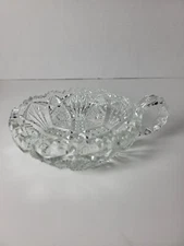 Vintage American Brilliant Period ABP Cut Glass Nappy Nut Dish Handled Bowl