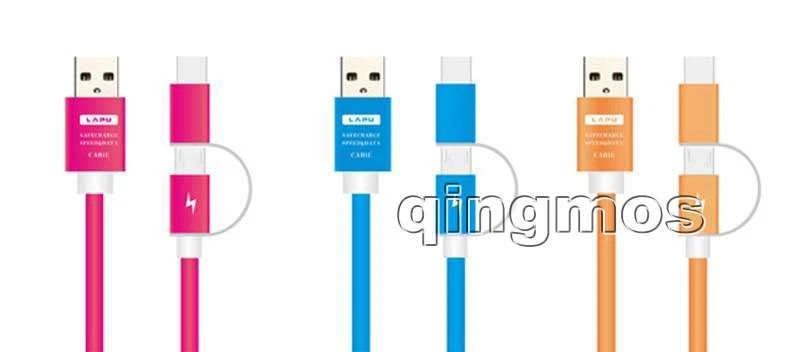 Type C to Micro USB 2IN1 Nylon Braided Sync Charge Cable Data Line Adapter 1m - Image 4 of 4