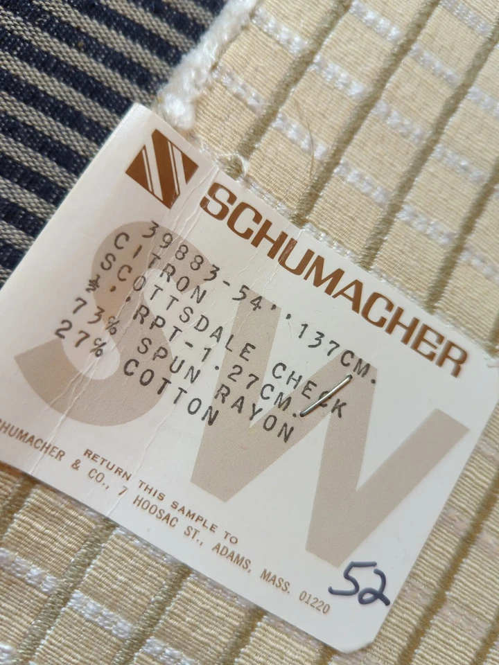 NEW Vintage Fabric Sample by Schumacher 26in x 26in Scottsdale Check - Image 2 of 4