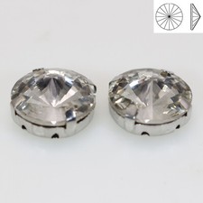 20 Silver Clear Crystal Rivoli Rhinestones Gems Rose Montees 14mm Sew on Beads