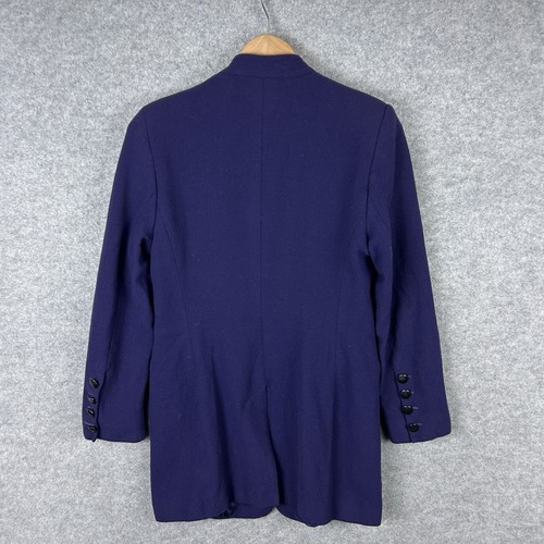 Vintage Jaeger 100% Wool Coat Womens UK 12 Purple Overcoat Jacket Knit 90s - Picture 6 of 13
