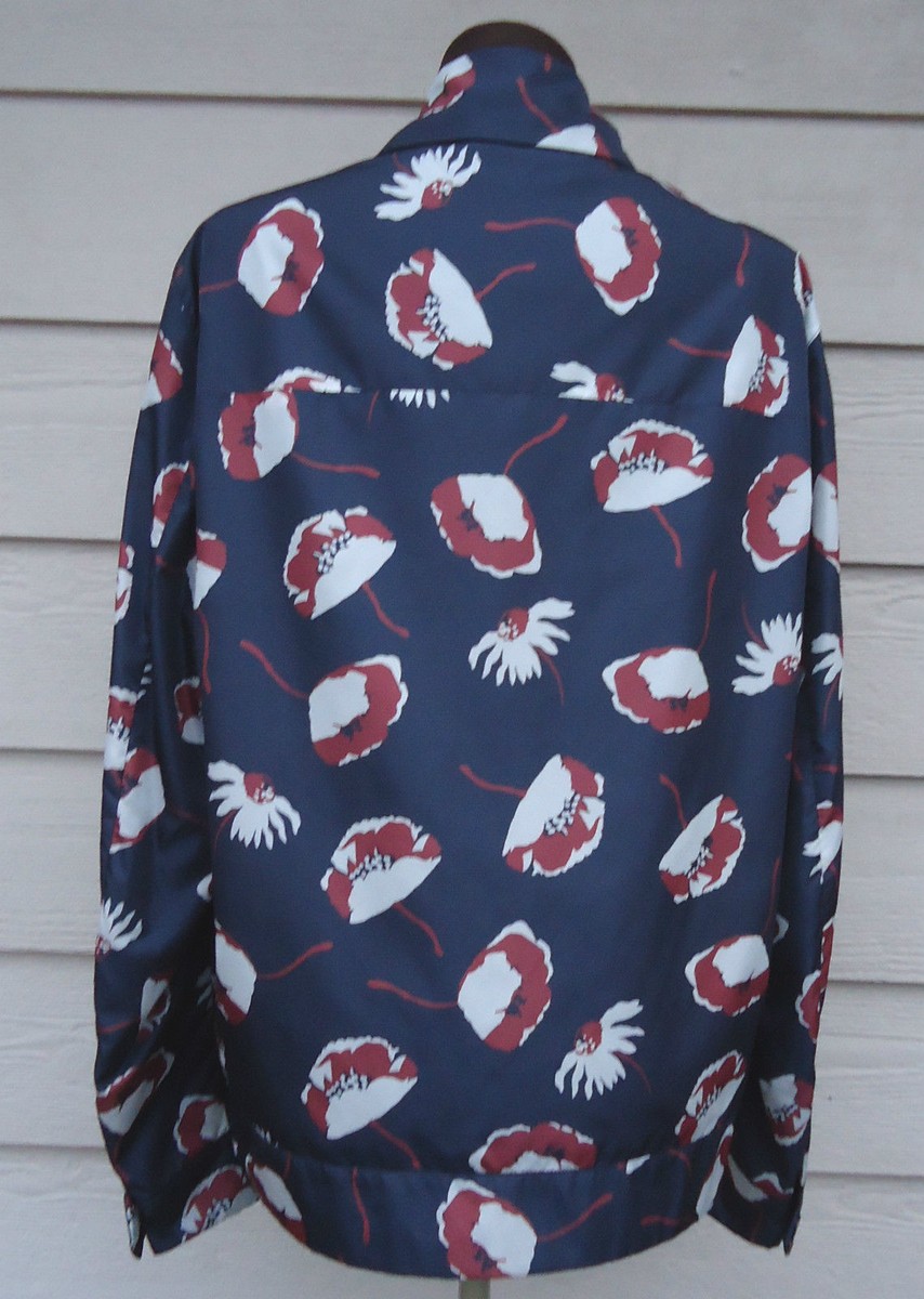 NEW $1790 Valentino M 38 Blue Floral Poppy Print Zip-up Jacket