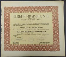 ACCION ORIGINAL ALIANZA PREVISORA S.A. (ALPRESA) 1952 SEVILLA  Aprox. 355x315mm