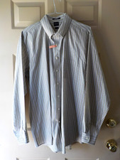 MEN'S ARROW USA 1851 LONG SLEEVE TAN STRIPED BUTTON SHIRT SIZE XLT 17-17 1/2