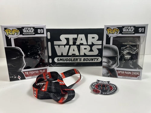 Funko Pop Star Wars Smugglers Bounty Exclusive 89 Fighter Pilot 91 Phasma Chrome