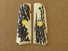 Altamont Simulated Stag Grips w/ Gold Medallions for COLT 1911 GOV'T / Full Size