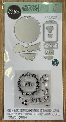 Sizzix Framelits  EASTER FUN  by Lisa Jones #665065, 9-Cutting Dies & 6-Stamps