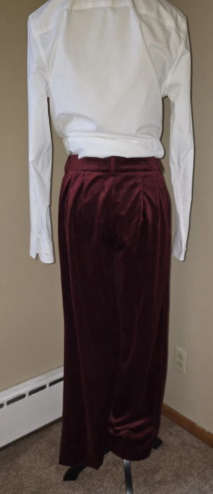 Pantalones de vestir Express Editor tiro medio terciopelo rojo talla 6R calce relajado Foto 2 de 4