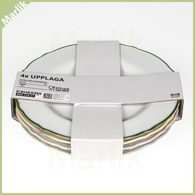 4 Pack, IKEA UPPLAGA Side Plate White/Mixed Colors 9'', Porcelain 806.119.21, New