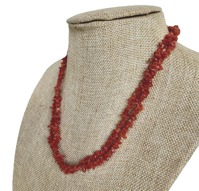 Artisan Created Doppelstrang rote Koralle Chip Halskette, 17-1/2'' lang