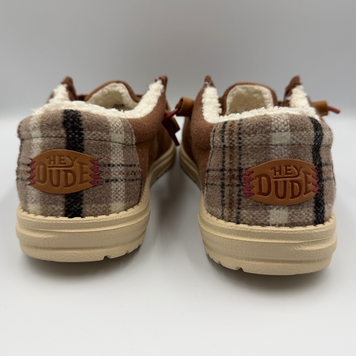 NEW Hey Dude Grey Plaid Wally Slip-On Loafers with Tan Accents Hey Dude Wally Plaid Grey Size 11 Mens Shoes Men main image 4