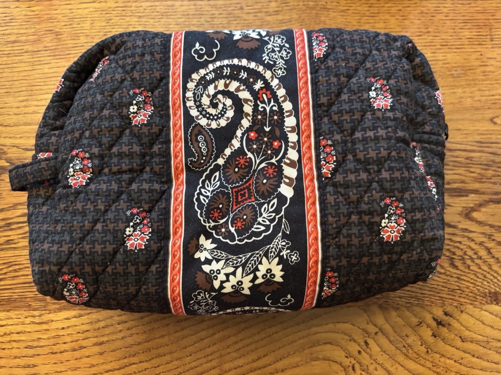 Vera Bradley Houndstooth Brown Large  Cosmetic 8&rdquo; X 11&rdquo; 