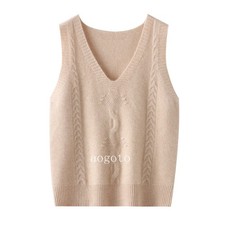 Women Knitted Vest Tank V-neck Faux Cashmere Sleeveless Gilet Sweater Waistcoat