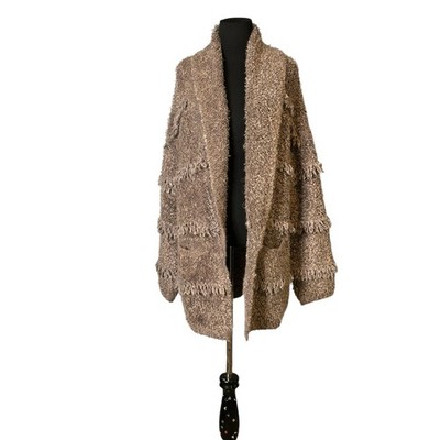 Universal Threads brown fringe loop chunky open front cardigan size Small
