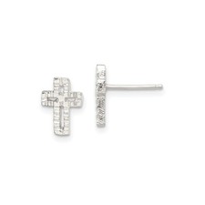 Sterling Silver Textured Cross Stud Earrings Minimalist Modern Spiritual Jewelry