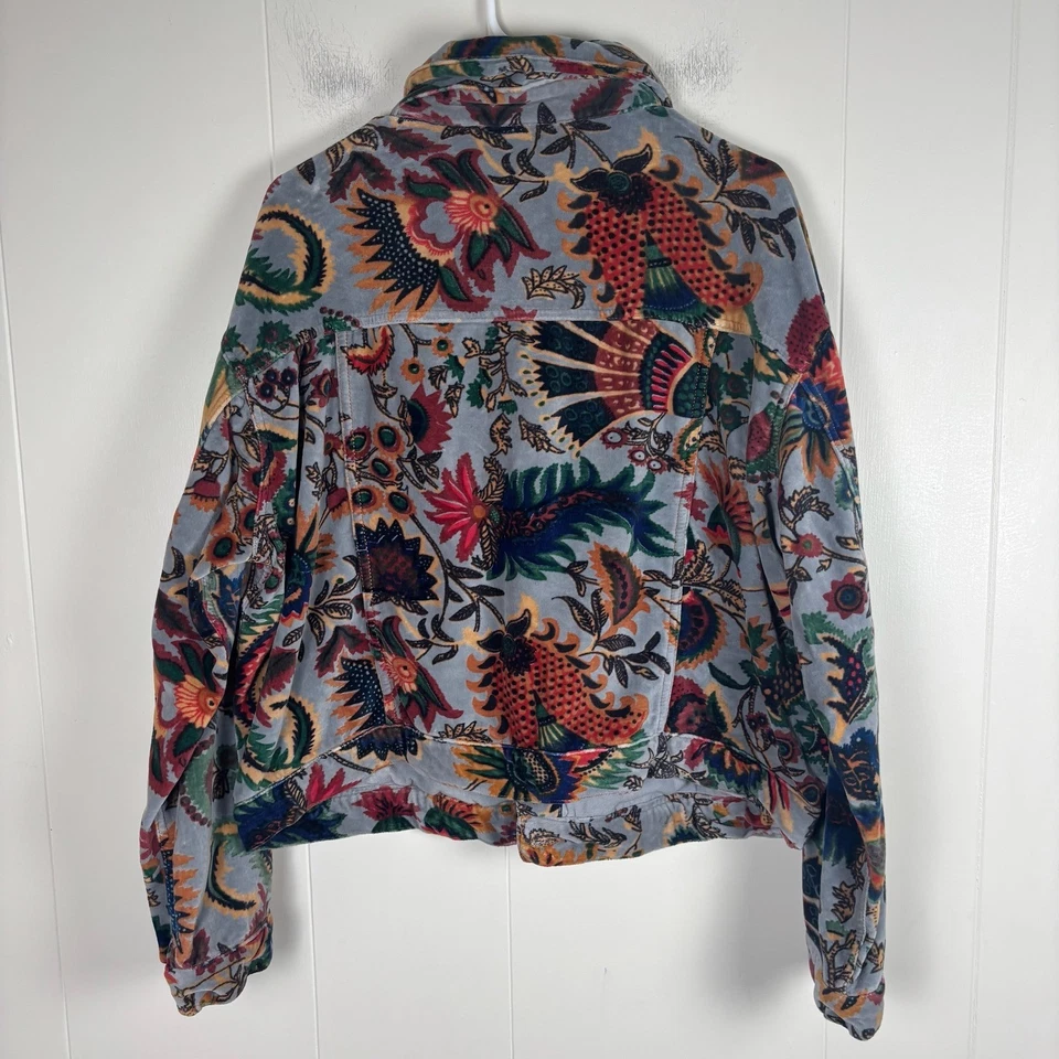 Chaqueta de Terciopelo Floral Ivy Jane XL Gris Multicolor Abrigo Abotonado Foto 2 de 4