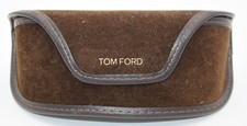 Tom Ford Sunglasses Case Brown Suede Leather Trim Eyeglass Protective Clamshell
