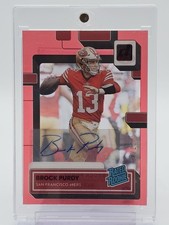 BROCK PURDY 2022 CLEARLY DONRUSS RATED ROOKIE RED AUTO /49 #99 49ERS Q0004
