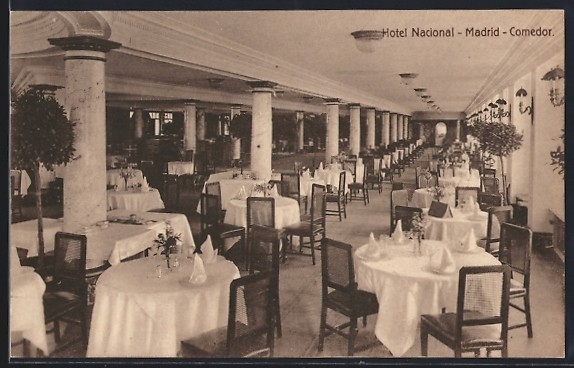 Madrid, Hotel Nacional, Comedor, Ansichtskarte