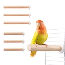 6 Pcs Wooden Bird Cage Perch, Cage Accessories, Parrot Toys, Mimics Wild