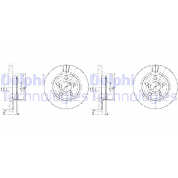2X Delphi Bremsscheiben 255Mm BelÜFtet Vorne Passend FÜR Toyota Carina Celica-image