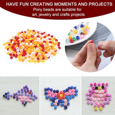 1000Pcs Pony Beads 6x9mm 4 Assorted Colors Acrylic Bulk Plastic Barrel Bead R...
