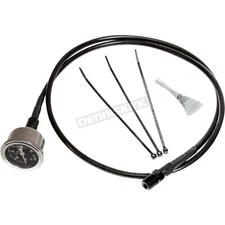 Feuling Parts Chrome/Black 0-100 PSI Remote Oil Pressure Gauge Kit - 9045