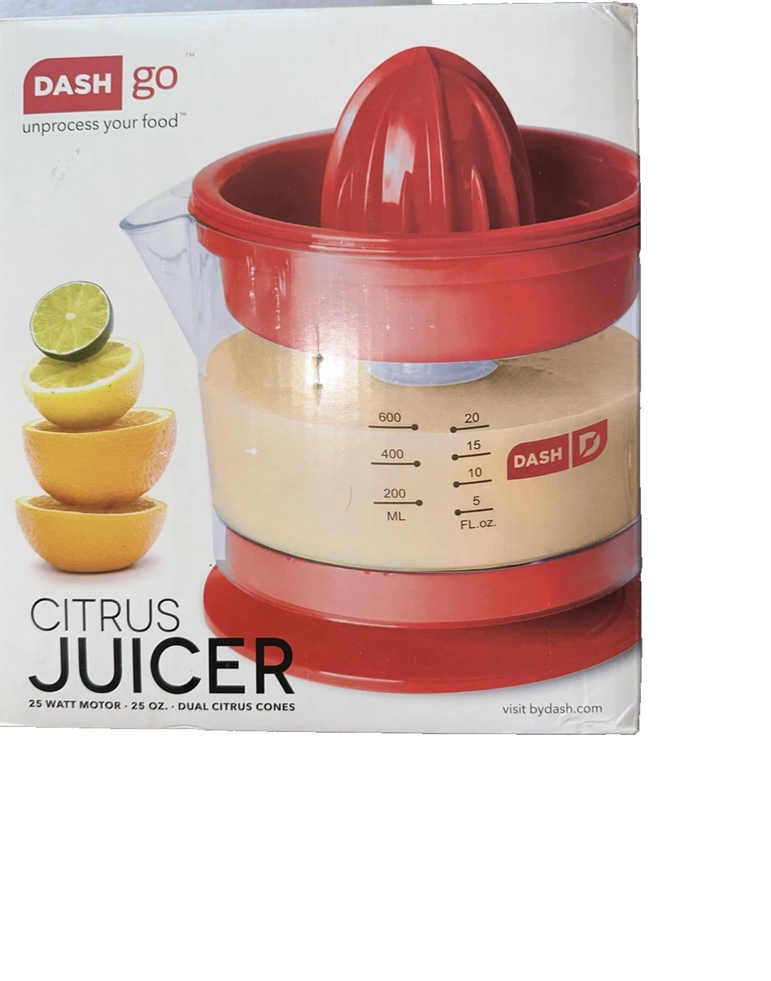DASH Citrus Juicer, Dual Citrus Cones, 20 fl. oz. Capacity, 25 Watts