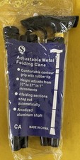 Adjustable Metal Folding Cane - Black Lightweight Walking Stick 33 -37 - NEW