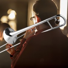 B Flat Trombone Gold Brass with Mouthpiece Case Gloves for Beginners Students