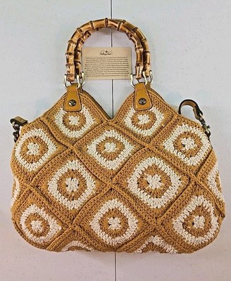 Patricia Nash Delphi Bamboo Crochet Mango Crossbody Satchel