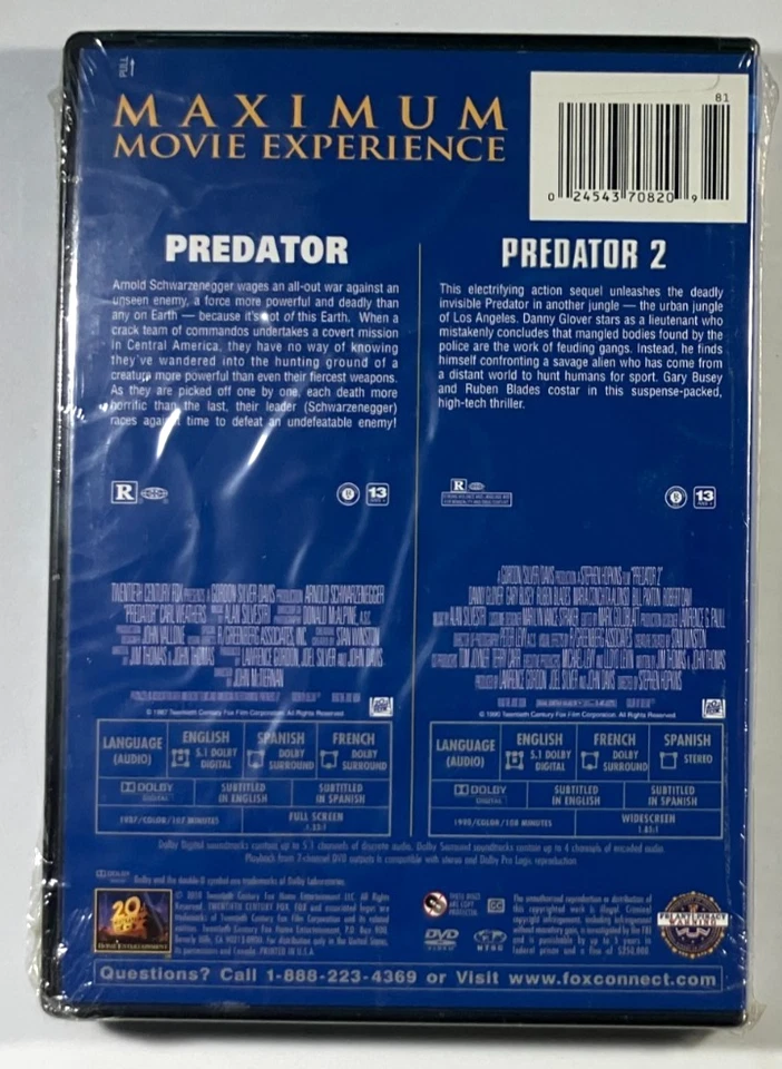 Predator 1 & 2 Double Feature DVD 2010 Arnold Schwarzenegger Sealed New Rare! - Image 2 of 4