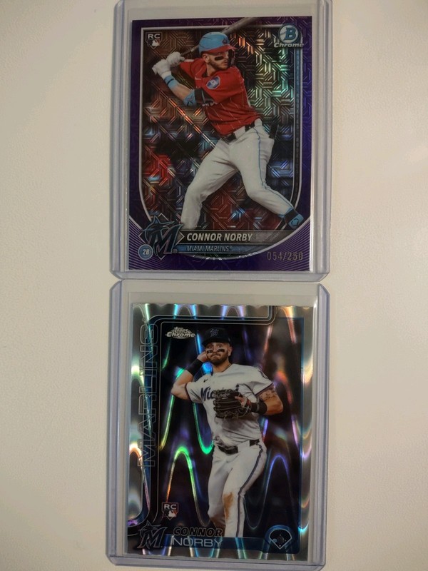 Connor Norby (Lot Of 2 Rcs) 2 2025 Rcs, Purple 54/ Bowman Chrome, Topps Chrome