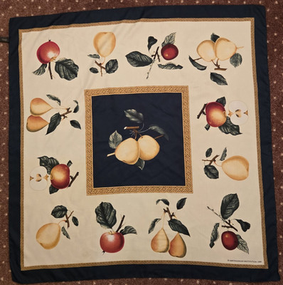 SMITHSONIAN INSTITUTION 1996  Art Scarf Fruit Pears Apples Polyester Italy  34''