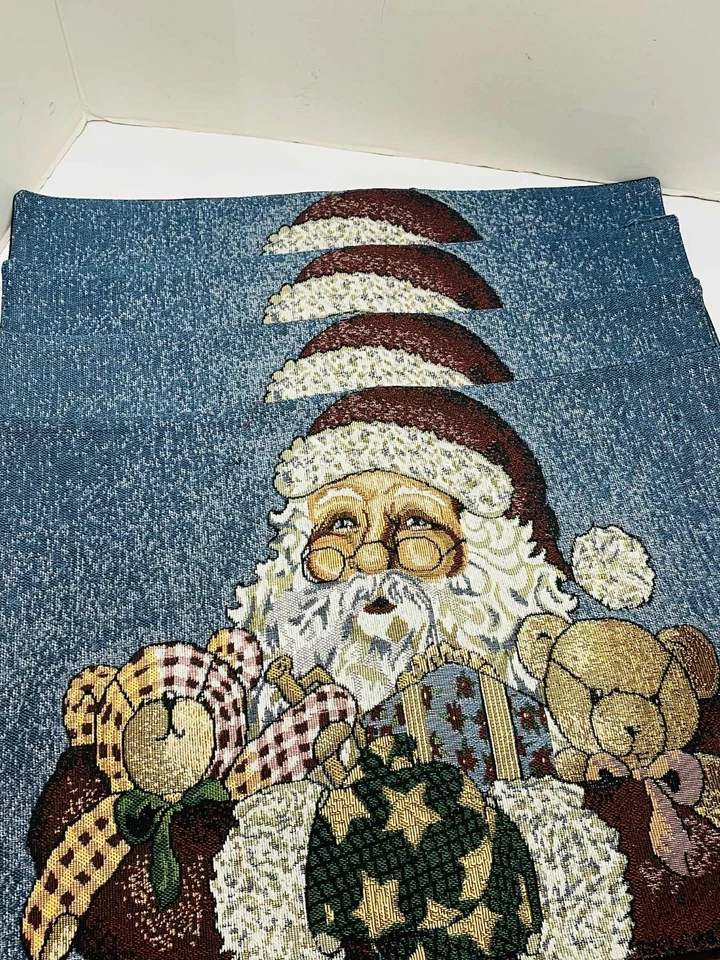 复古挂毯圣诞老人桌椅 4 件套圣诞假期旧世界 — 第 2/4 张图片